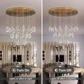 Modern Crystal Chandelier, 36“ Gold Round Raindrop Chandelier, 43 - Light Chandeliers for Living Room Dining Room Foyer Entryway Staircase High Ceilings, Luxury K9 Teardrop Light Fixture - Camilalamps - B0DXZGSZXD