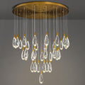 Modern Crystal Chandelier, 36“ Gold Round Raindrop Chandelier, 43 - Light Chandeliers for Living Room Dining Room Foyer Entryway Staircase High Ceilings, Luxury K9 Teardrop Light Fixture - Camilalamps - B0DXZCJ2PQ