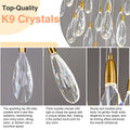 Modern Crystal Chandelier, 36“ Gold Round Raindrop Chandelier, 43 - Light Chandeliers for Living Room Dining Room Foyer Entryway Staircase High Ceilings, Luxury K9 Teardrop Light Fixture - Camilalamps - B0DXZGSZXD