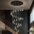 Modern Crystal Chandelier, 36“ Gold Round Raindrop Chandelier, 43 - Light Chandeliers for Living Room Dining Room Foyer Entryway Staircase High Ceilings, Luxury K9 Teardrop Light Fixture - Camilalamps - B0DXZGSZXD