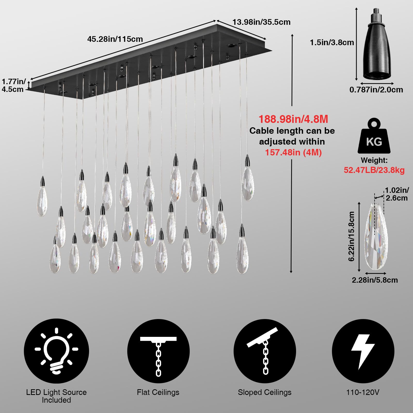 Modern Crystal Chandelier, 36“ Gold Round Raindrop Chandelier, 43 - Light Chandeliers for Living Room Dining Room Foyer Entryway Staircase High Ceilings, Luxury K9 Teardrop Light Fixture - Camilalamps - B0DXZGSZXD