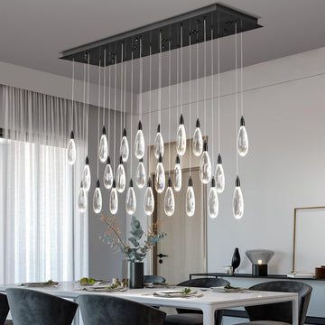 Modern Crystal Chandelier, 36“ Gold Round Raindrop Chandelier, 43 - Light Chandeliers for Living Room Dining Room Foyer Entryway Staircase High Ceilings, Luxury K9 Teardrop Light Fixture - Camilalamps - B0DXZ5PPZ1