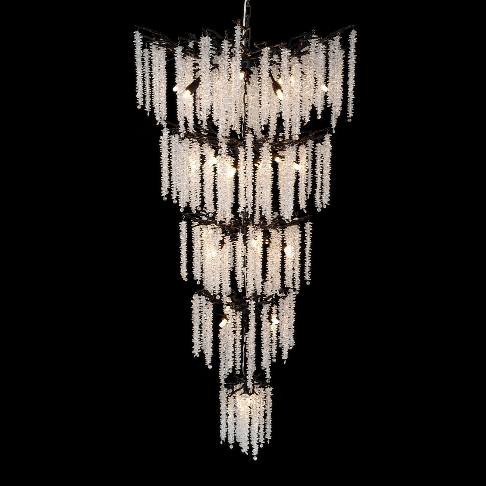 Modern Crystal Chandelier, 47.2" Gold Tree Branch Chandelier for Dining Room, Round Luxury High Ceiling Chandeliers Pendant Light Over Table, Hanging Fixture for Bedroom, Living Room, Kitchen - Camilalamps - B0FBWPQM82