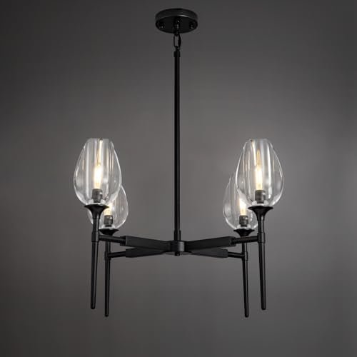 Modern Crystal Chandelier 6 Lights Black, 42in Black Round K9 Crystal Chandelier, Pendant Ceiling Light for Dining Living Room Bedroom Entryway, E12 Bulbs Included - Camilalamps - B0F7Q654V8