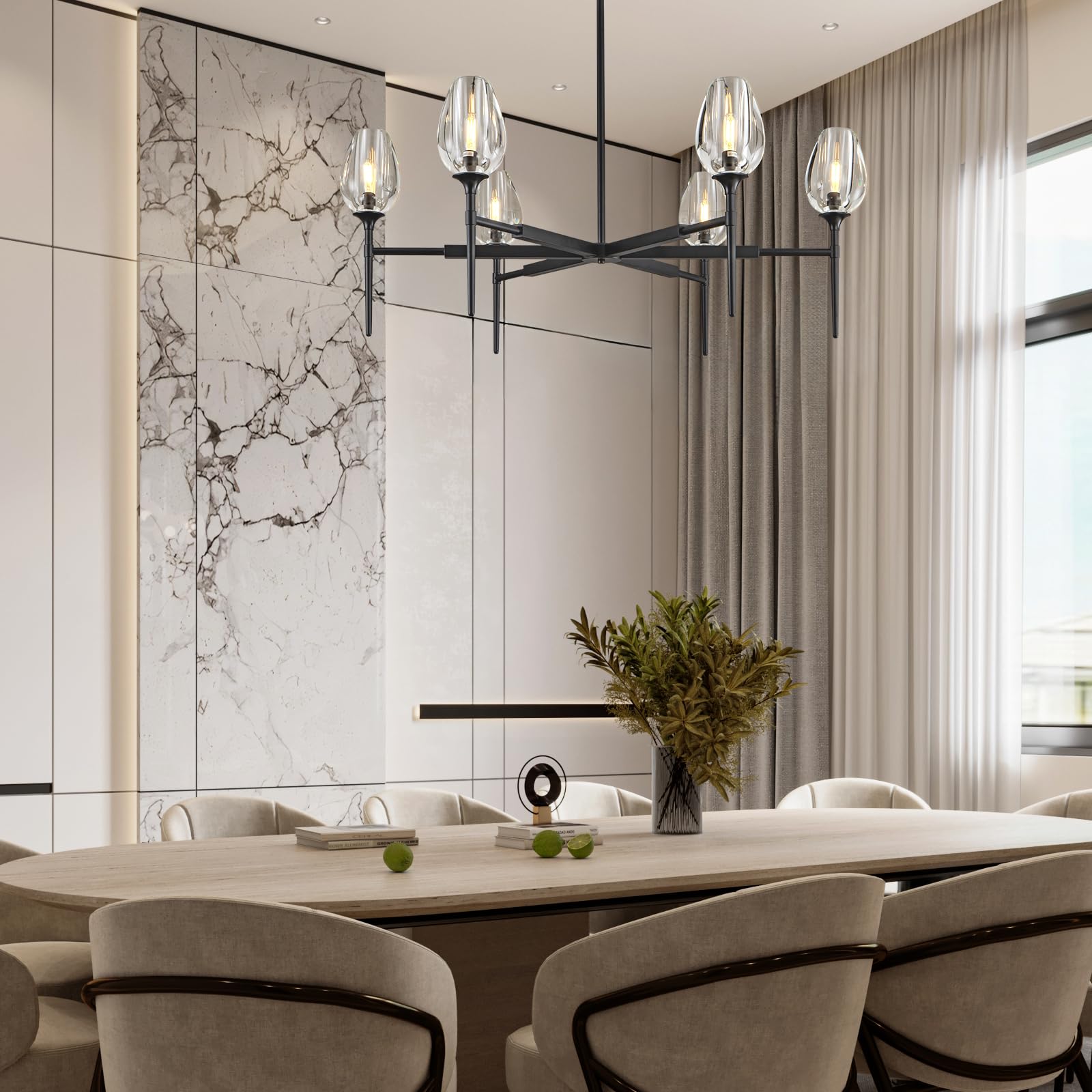 Modern Crystal Chandelier 6 Lights Brass, 42in Gold Round K9 Crystal Chandelier,Pendant Ceiling Light for Dining Living Room Bedroom Entryway, E12 Bulbs Included - Camilalamps - B0DNYPBD7W