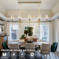 Modern Crystal Chandelier 6 Lights Brass, 42in Gold Round K9 Crystal Chandelier,Pendant Ceiling Light for Dining Living Room Bedroom Entryway, E12 Bulbs Included - Camilalamps - B0DNYPBD7W