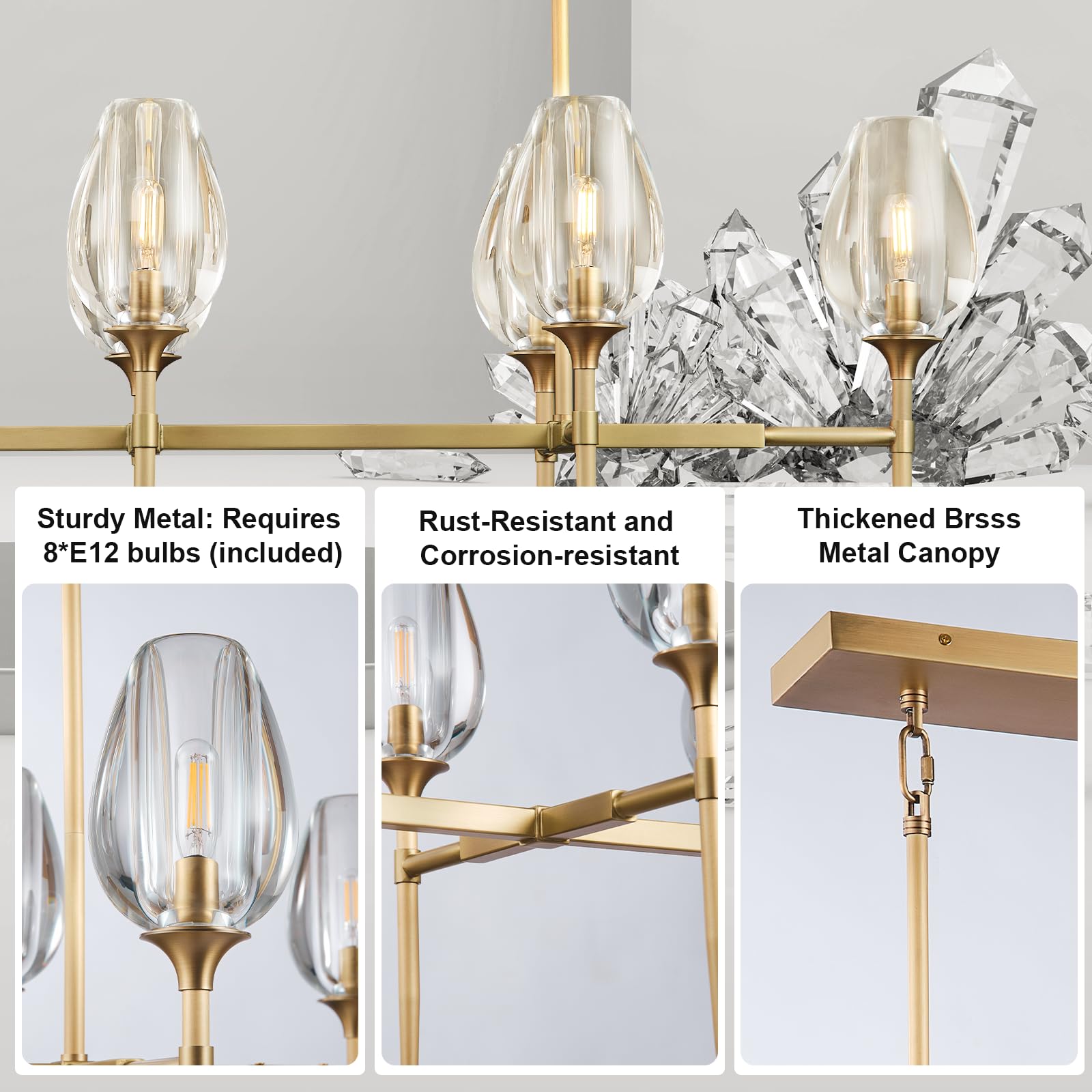 Modern Crystal Chandelier 6 Lights Brass, 42in Gold Round K9 Crystal Chandelier,Pendant Ceiling Light for Dining Living Room Bedroom Entryway, E12 Bulbs Included - Camilalamps - B0DNYPBD7W
