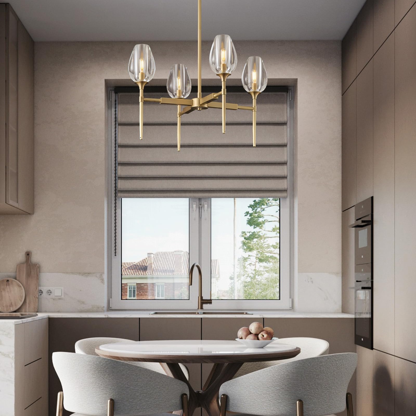 Modern Crystal Chandelier 6 Lights Brass, 42in Gold Round K9 Crystal Chandelier,Pendant Ceiling Light for Dining Living Room Bedroom Entryway, E12 Bulbs Included - Camilalamps - B0DNYPBD7W