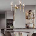 Modern Crystal Chandelier 6 Lights Brass, 42in Gold Round K9 Crystal Chandelier,Pendant Ceiling Light for Dining Living Room Bedroom Entryway, E12 Bulbs Included - Camilalamps - B0DNYPBD7W