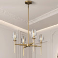 Modern Crystal Chandelier 6 Lights Brass, 42in Gold Round K9 Crystal Chandelier,Pendant Ceiling Light for Dining Living Room Bedroom Entryway, E12 Bulbs Included - Camilalamps - B0DNYPLG8H