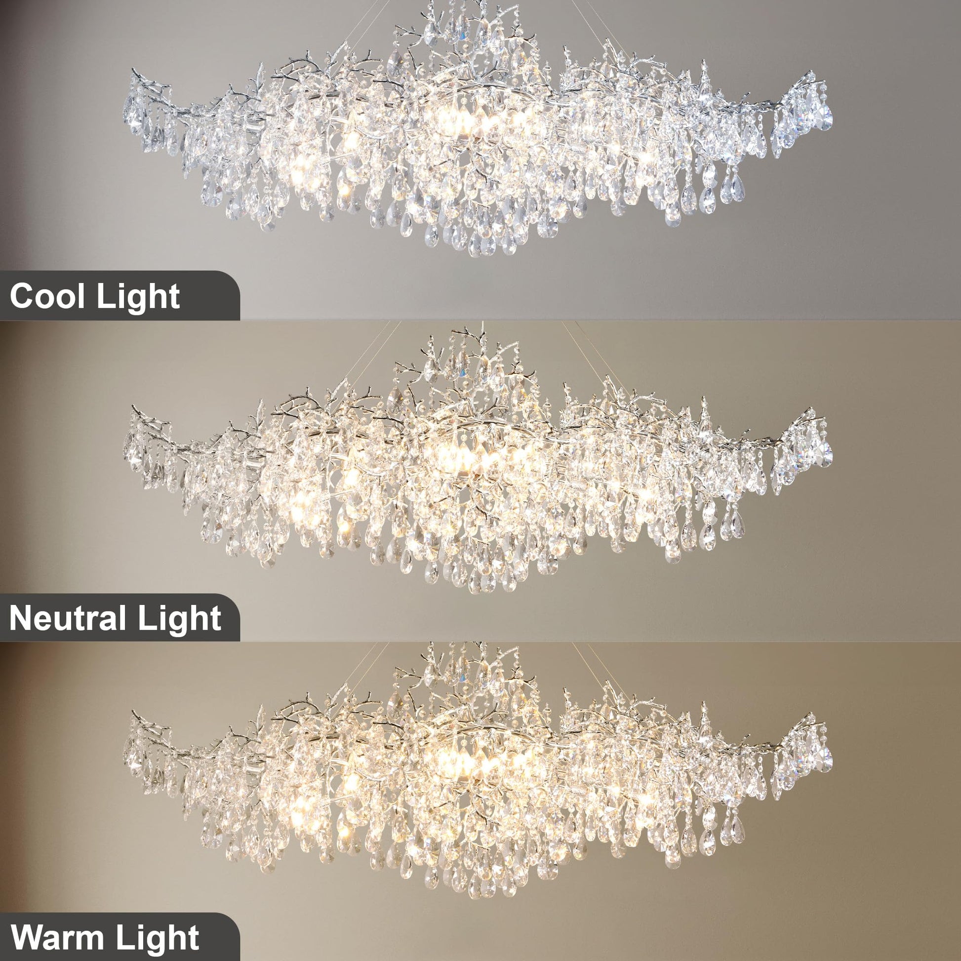 Modern Crystal Chandelier, 60" Gold Rectangular Tree Branch Chandelier for Dining Room, 18 - Lights Contemporary Luxury K9 Crystal Raindrop Pendant Light Fixture for Kitchen Island, Living Room - Camilalamps - B0CRR1PD9Q