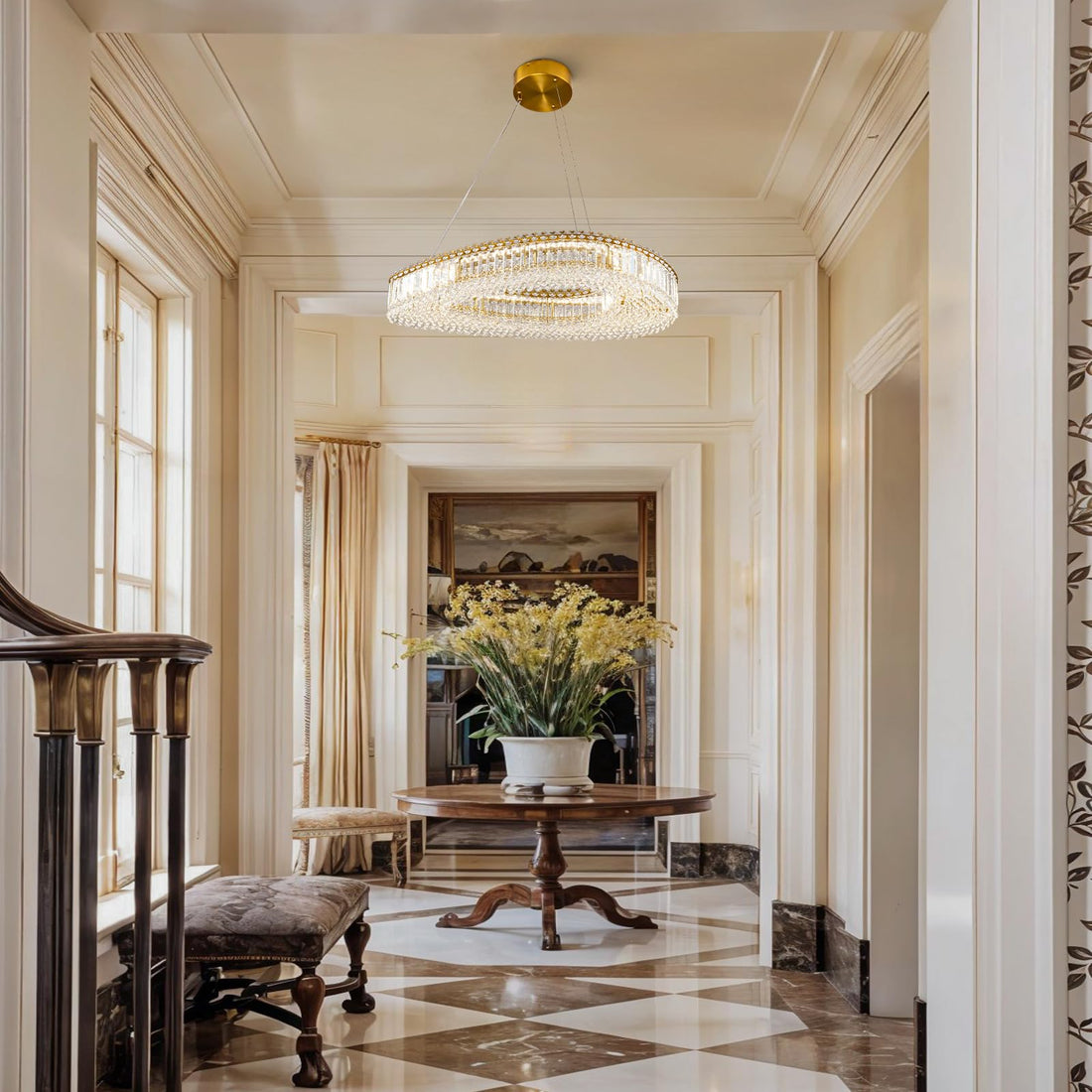 Modern Crystal Chandelier, Gold Rectangle Chandeliers for Dining Room, Large Luxury Chandelier 47.25", K9 Crystal Chandeliers Over Table for Living Room, Hallways, Bedroom - Camilalamps - B0F6KCQBGX