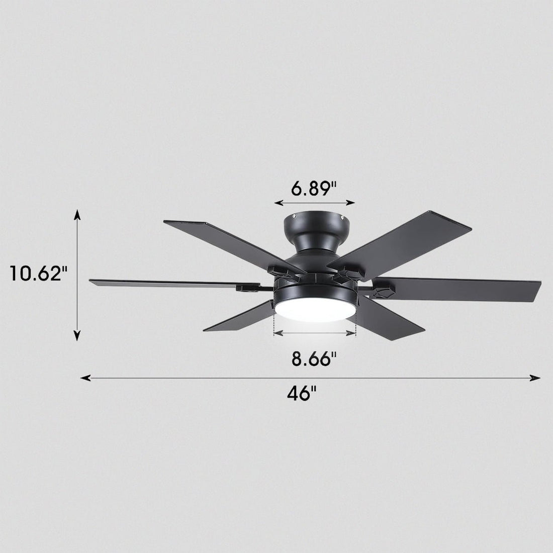 Modern Flush Mount Fans Light Ceiling Fans with Lights Black Low Profile Ceiling Fans 52“ - Camilalamps - CA - CFWL - 017