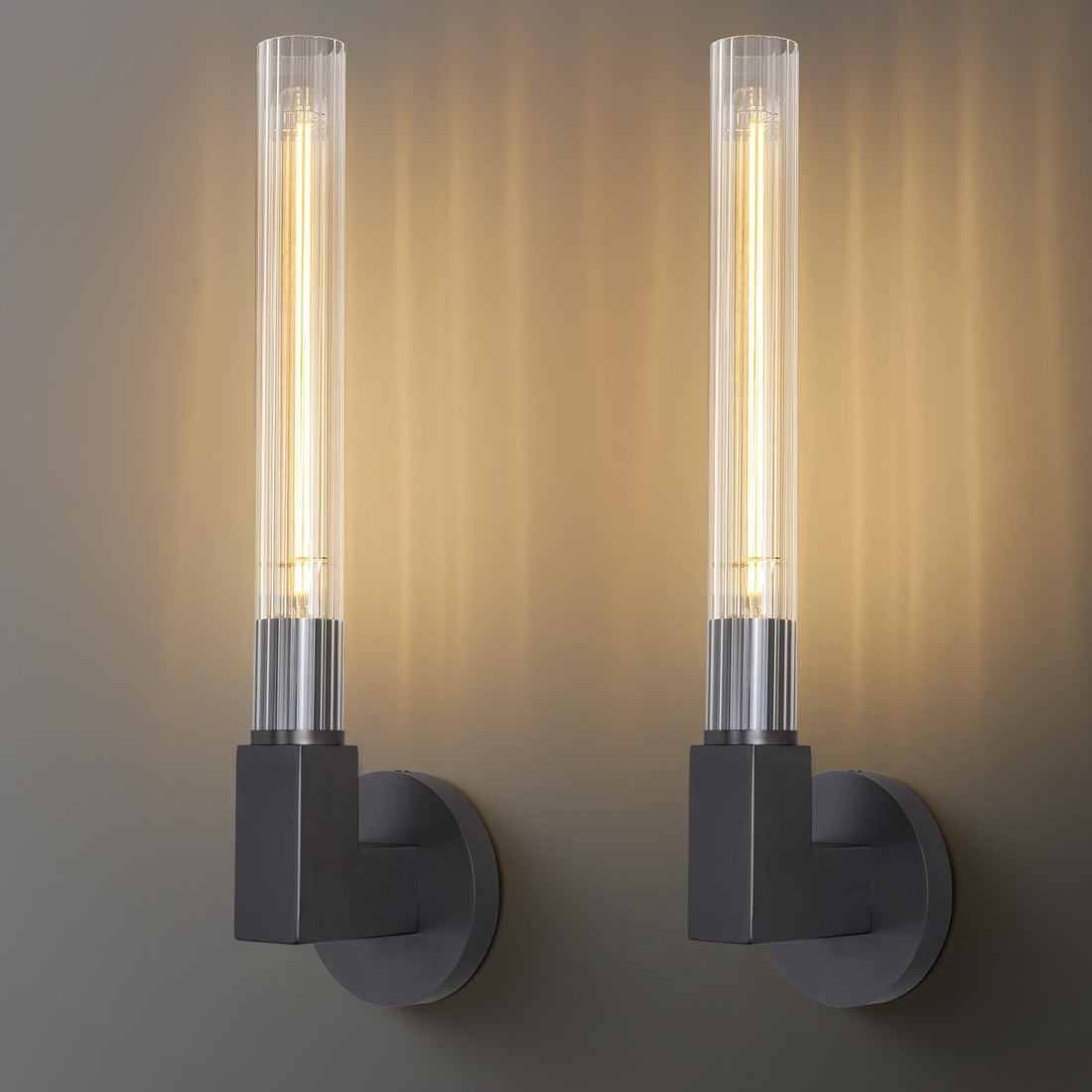 Modern Glass Tube Gold Pendant Lights – Adjustable 4 - Light Chandelier for Kitchen Island, Dining Room, Bedroom – Farmhouse & Contemporary Style with Included Bulbs - Camilalamps - B0F6J9GBRS