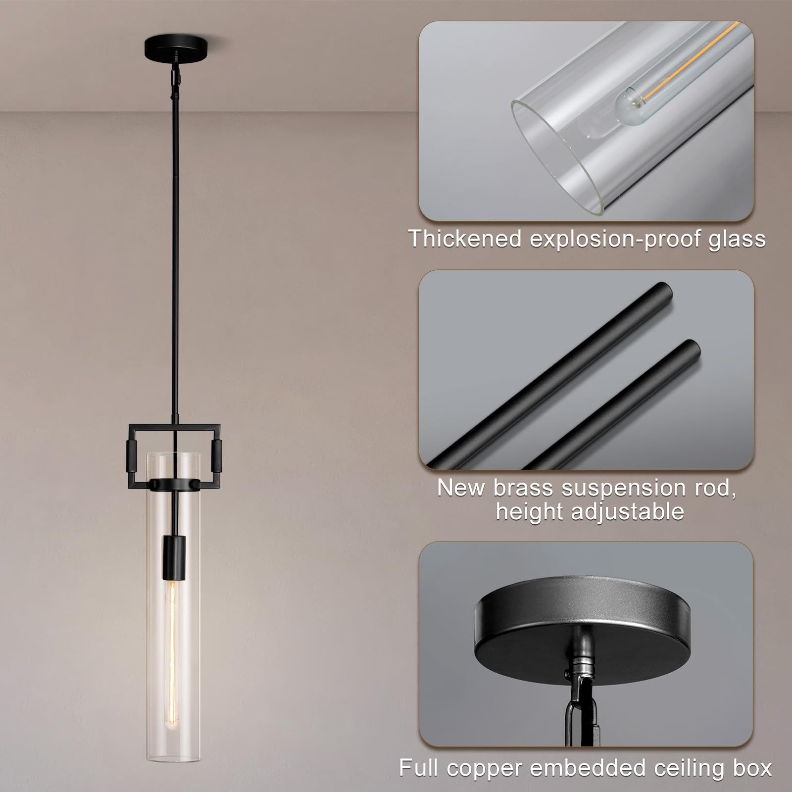 Modern Gold Pendant Light Fixture Set of 2 - 21.6 Inch Adjustable Hanging Chandelier with Glass Shade & Brass Finish, Large Farmhouse Island Lighting for Kitchen, Dining Room, Bathroom - Camilalamps - B0FL7CKD8Q