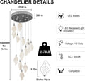 Modern Gold Staircase Chandelier, H78 Large Chandelier for High Ceilings,20 - Lights Staircase Pendant Light W/LED Double Light Source,Platinum Leaf Long Hanging Light for Foyer Entryway - Gold - Camilalamps - B0DWK929Q1