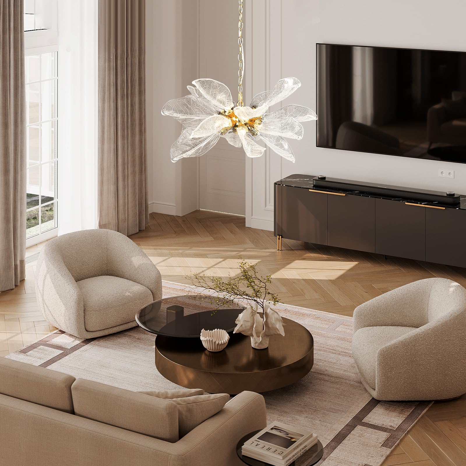 Modern Gold Staircase Chandelier, H78 Large Chandelier for High Ceilings,20 - Lights Staircase Pendant Light W/LED Double Light Source,Platinum Leaf Long Hanging Light for Foyer Entryway - Gold - Camilalamps - B0DWK929Q1