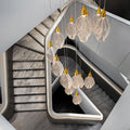 Modern Gold Staircase Chandelier, H78 Large Chandelier for High Ceilings,20 - Lights Staircase Pendant Light W/LED Double Light Source,Platinum Leaf Long Hanging Light for Foyer Entryway - Gold - Camilalamps - B0DWK929Q1