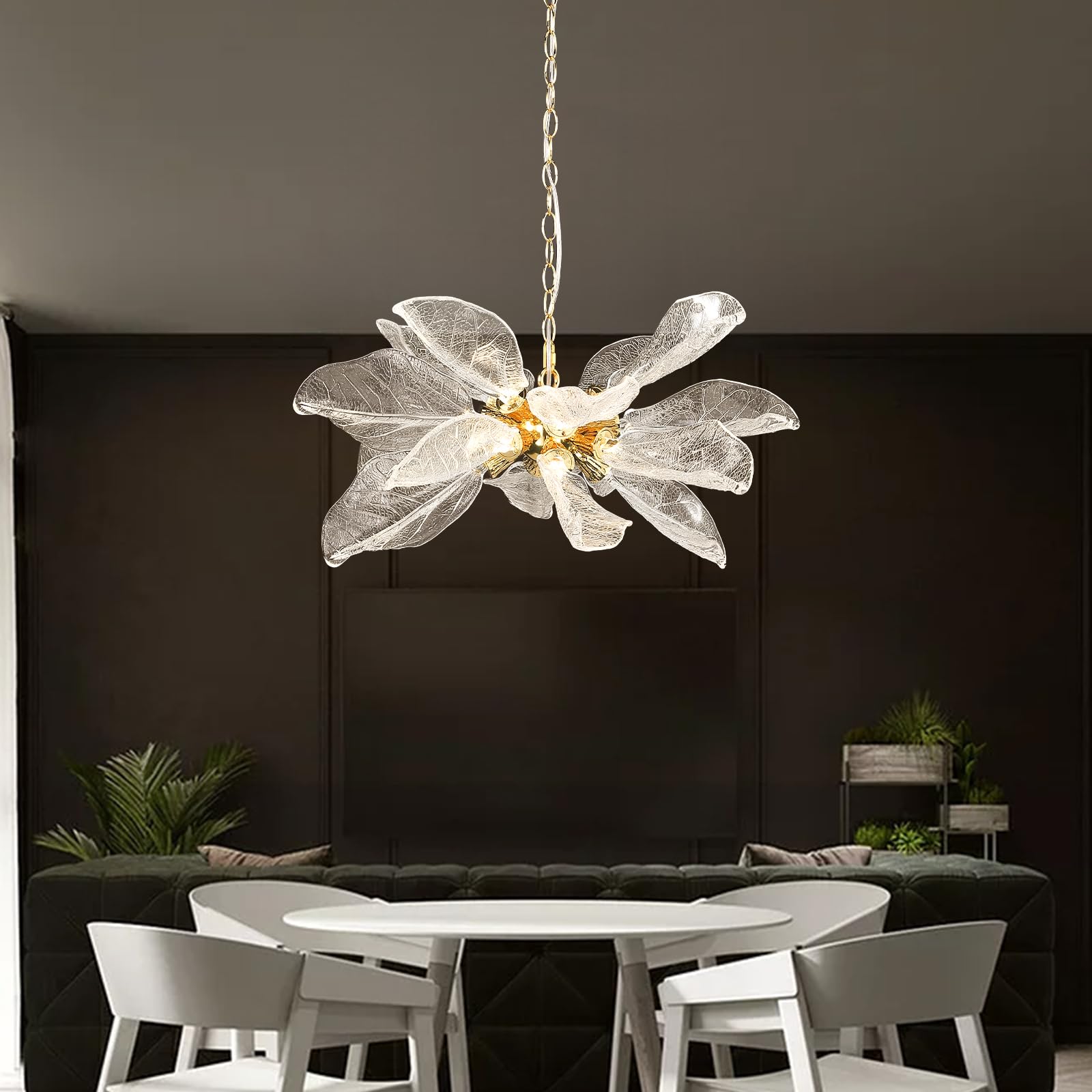 Modern Gold Staircase Chandelier, H78 Large Chandelier for High Ceilings,20 - Lights Staircase Pendant Light W/LED Double Light Source,Platinum Leaf Long Hanging Light for Foyer Entryway - Gold - Camilalamps - B0DWDGT1KM