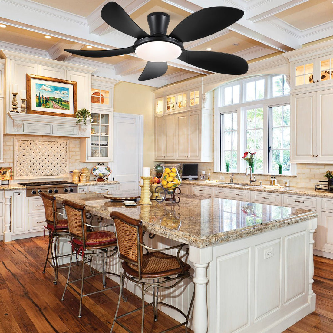 Modern LED Ceiling Fans Low Profile Ceiling Fans with Lights 6 Speeds 48" - Camilalamps - CA - CFWL - 011