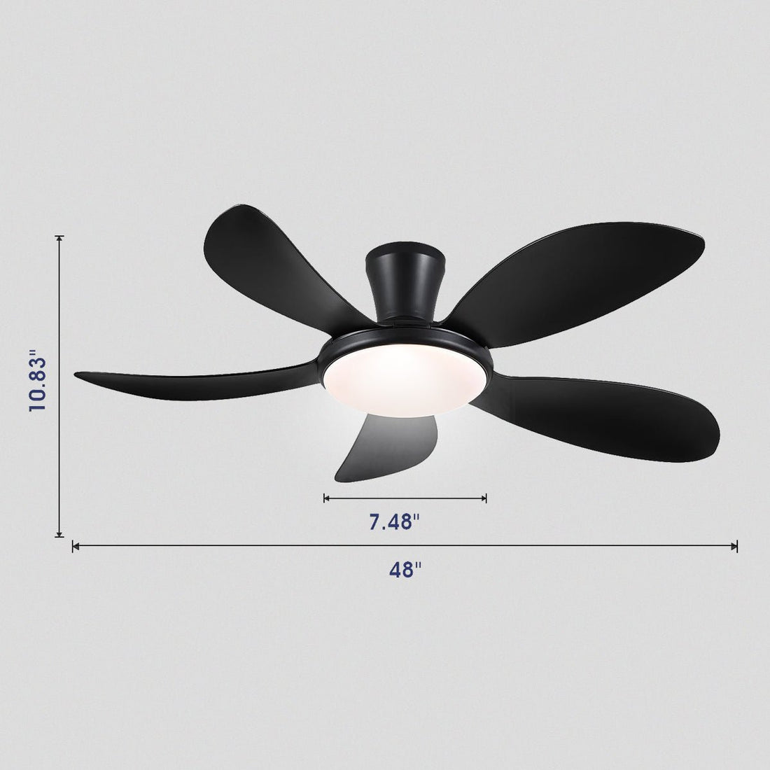 Modern LED Ceiling Fans Low Profile Ceiling Fans with Lights 6 Speeds 48" - Camilalamps - CA - CFWL - 011