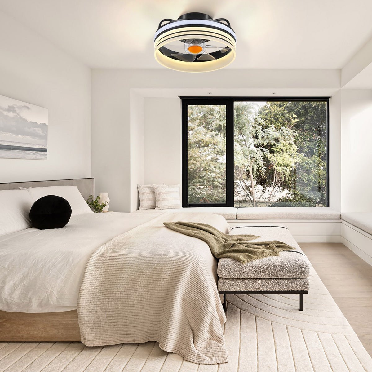 Modern LED Flush Mount Ceiling Fan Light 13" - Camilalamps - CA - LED - Flush - Fan - 2