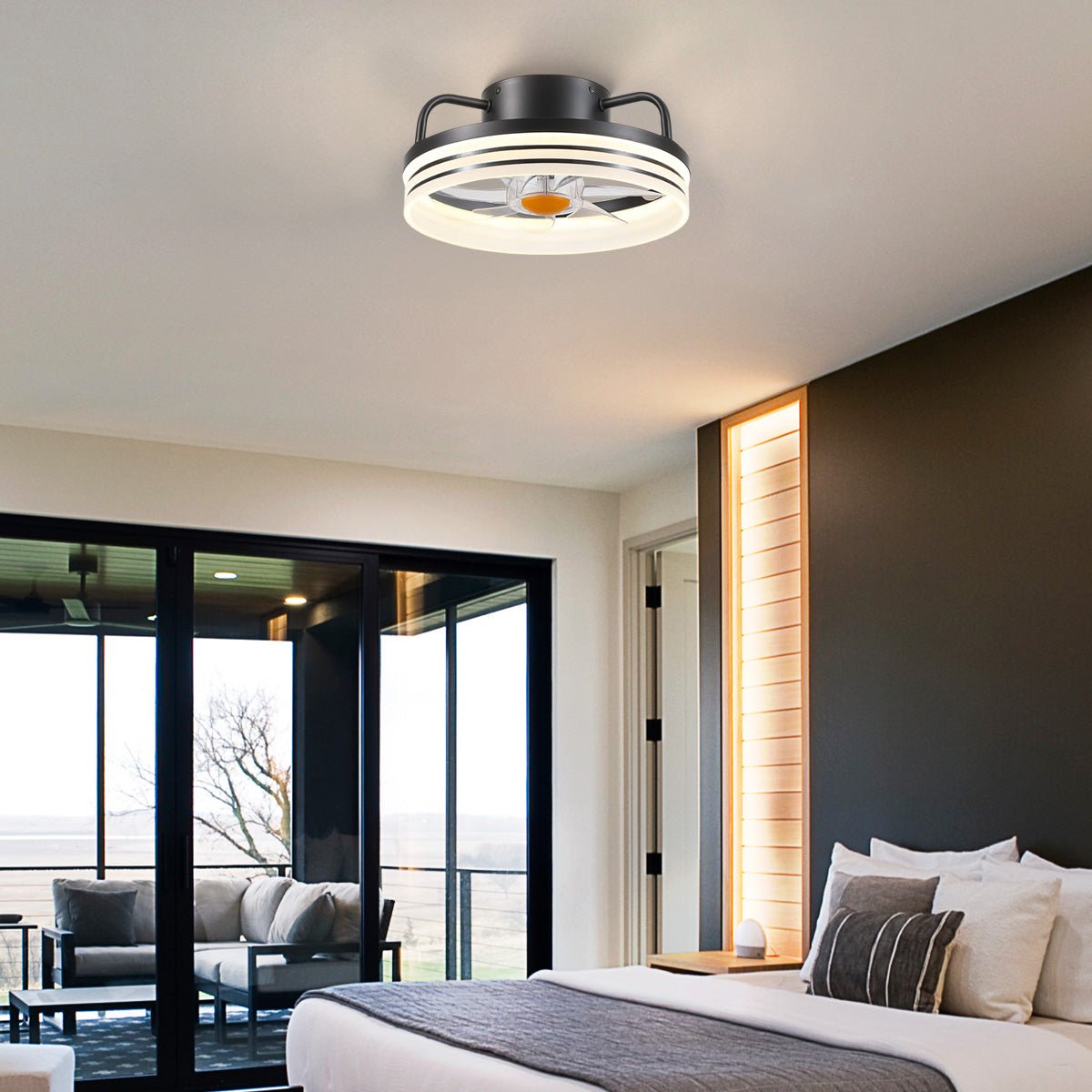 Modern LED Flush Mount Ceiling Fan Light 13" - Camilalamps - CA - LED - Flush - Fan - 2
