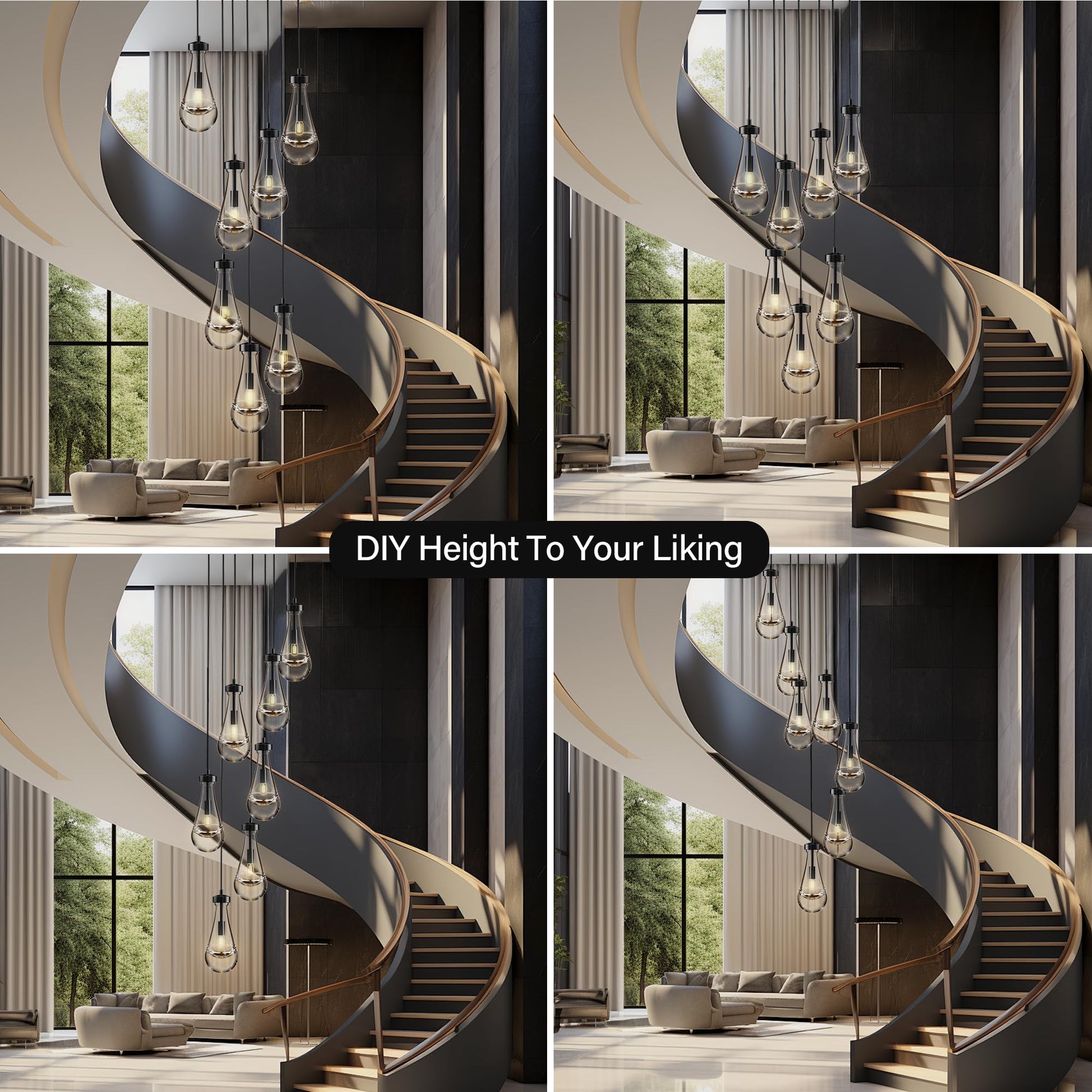 Modern Nickel Pendant Light, Raindrop Hanging Light Fixtures for Kitchen Island, Indoor Crystal Ceiling Light Fixtures with Clear Solid Crystal Raindrop for Living Room Hallway - Camilalamps - B0B1WPKLPX