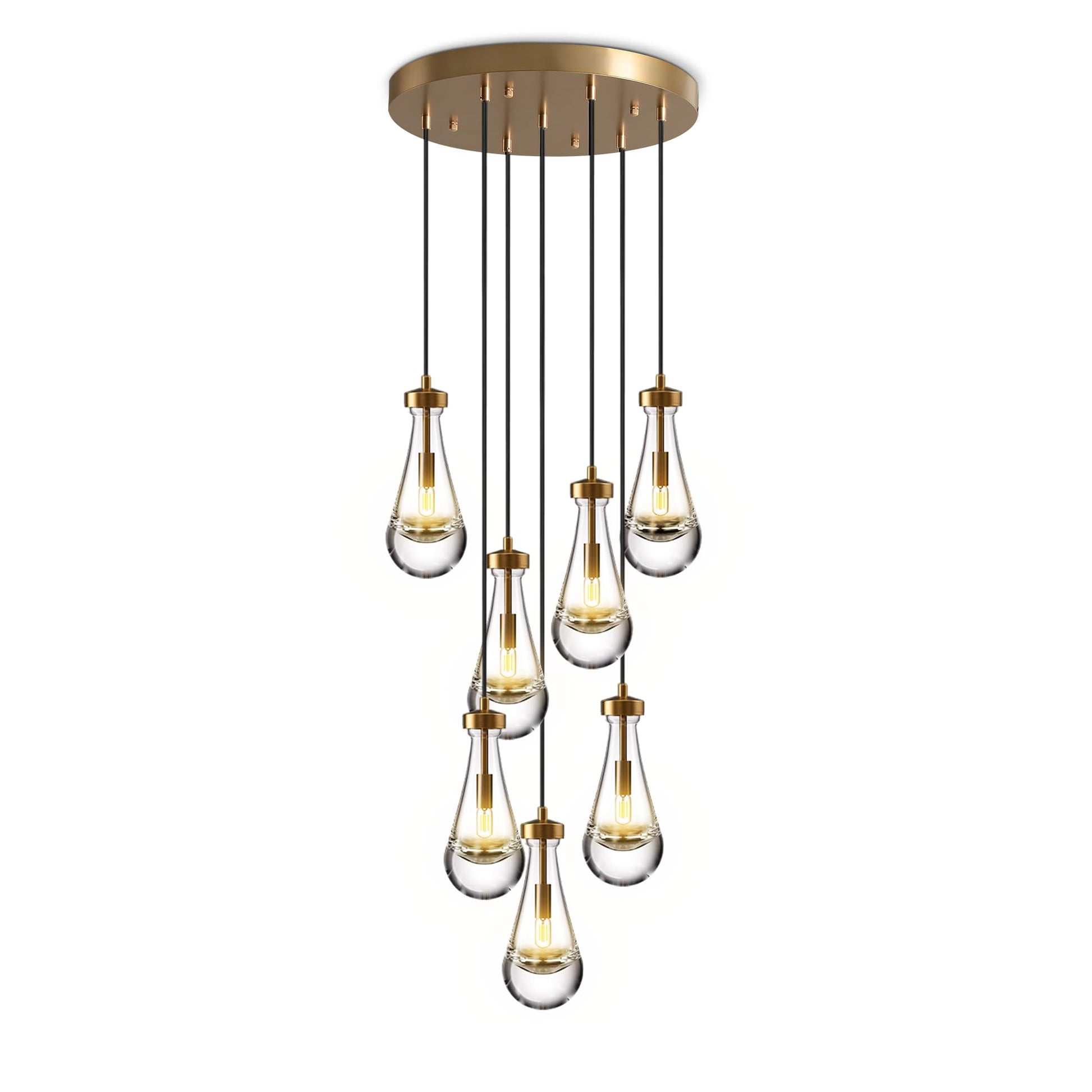 Modern Nickel Pendant Light, Raindrop Hanging Light Fixtures for Kitchen Island, Indoor Crystal Ceiling Light Fixtures with Clear Solid Crystal Raindrop for Living Room Hallway - Camilalamps - B0C6X6PYQW