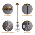 Modern Nickel Pendant Light, Raindrop Hanging Light Fixtures for Kitchen Island, Indoor Crystal Ceiling Light Fixtures with Clear Solid Crystal Raindrop for Living Room Hallway - Camilalamps - B0B1WPKLPX