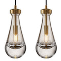 Modern Nickel Pendant Light, Raindrop Hanging Light Fixtures for Kitchen Island, Indoor Crystal Ceiling Light Fixtures with Clear Solid Crystal Raindrop for Living Room Hallway - Camilalamps - B0B1WQ38HL