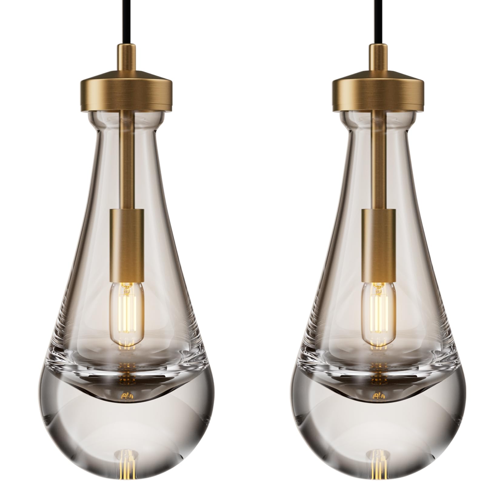 Modern Nickel Pendant Light, Raindrop Hanging Light Fixtures for Kitchen Island, Indoor Crystal Ceiling Light Fixtures with Clear Solid Crystal Raindrop for Living Room Hallway - Camilalamps - B0B1WQ38HL