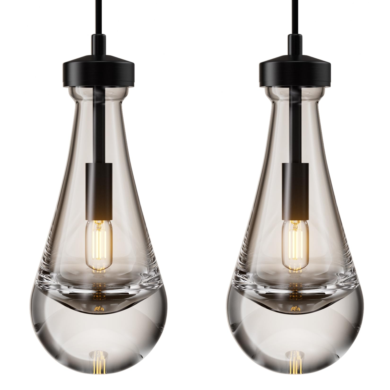 Modern Nickel Pendant Light, Raindrop Hanging Light Fixtures for Kitchen Island, Indoor Crystal Ceiling Light Fixtures with Clear Solid Crystal Raindrop for Living Room Hallway - Camilalamps - B0B1WPKLPX