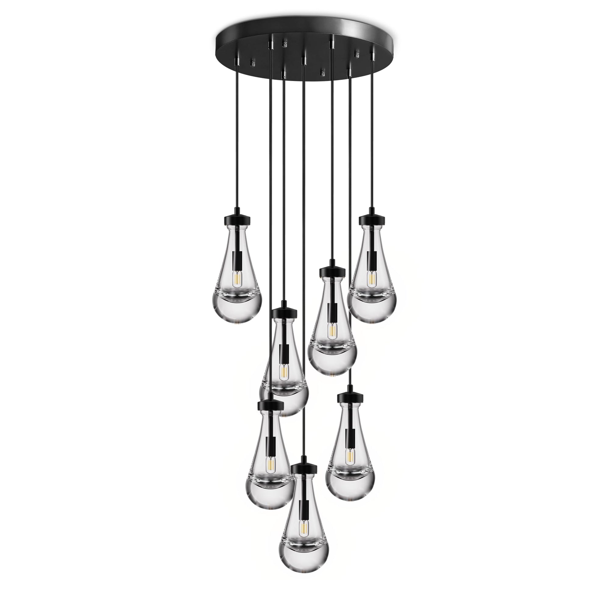 Modern Nickel Pendant Light, Raindrop Hanging Light Fixtures for Kitchen Island, Indoor Crystal Ceiling Light Fixtures with Clear Solid Crystal Raindrop for Living Room Hallway - Camilalamps - B0C6XCMH7Q