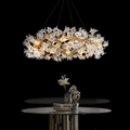 Modern Petal Crystal Round Brass Branch Chandelier - Camilalamps - CA - 0098