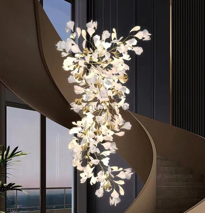 Modern Porcelain Ginkgo Branch Chandelier - Camilalamps - ILC1494