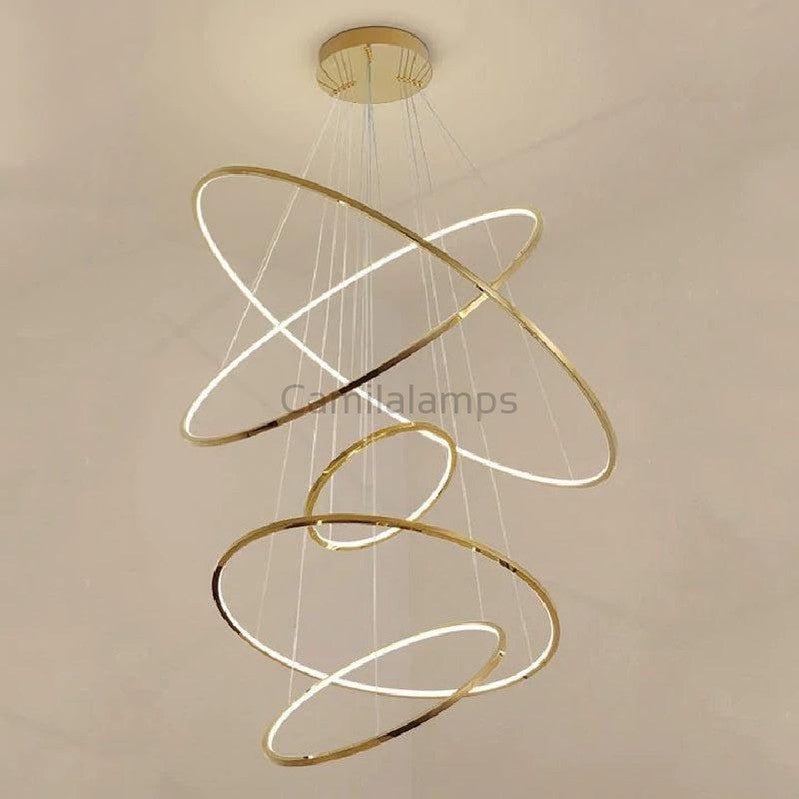 Multi Rings Modern Staircase Chandelier - Camilalamps - ILC0375