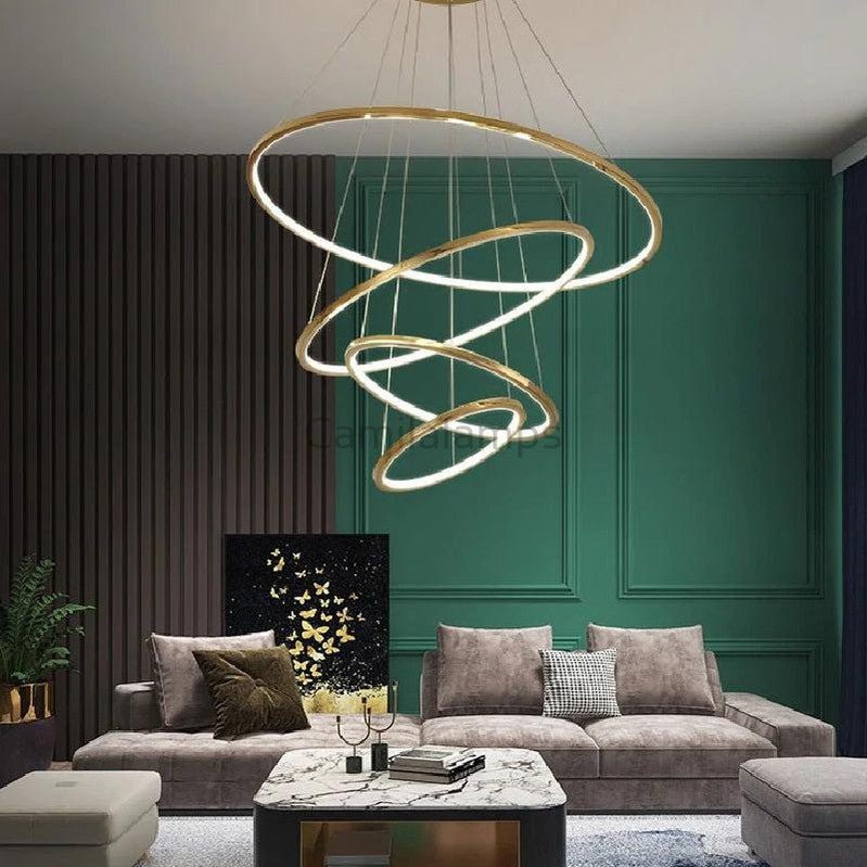 Multi Rings Modern Staircase Chandelier - Camilalamps - ILC0374
