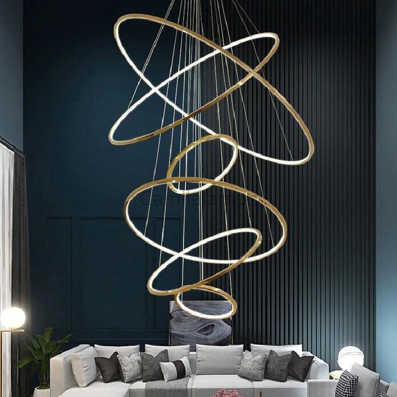 Multi Rings Modern Staircase Chandelier - Camilalamps - ILC0374