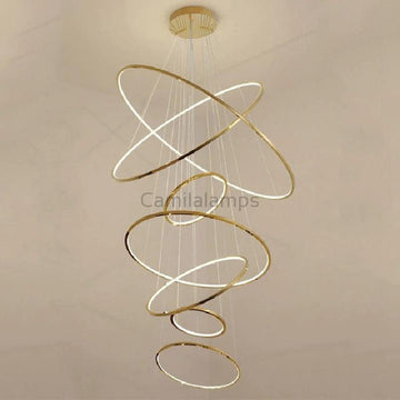 Multi Rings Modern Staircase Chandelier - Camilalamps - ILC0377