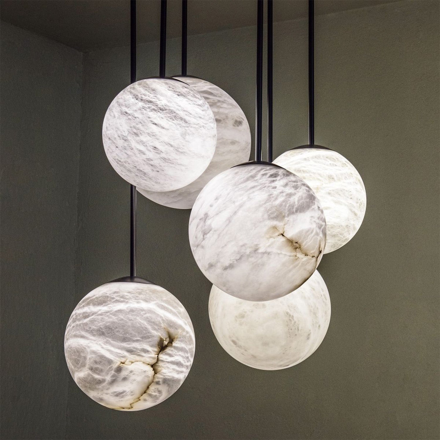 Nami Alabaster Sphere Staircase Chandelier & Multi Pendant Light - Camilalamps - CA - AL2025 - C42607