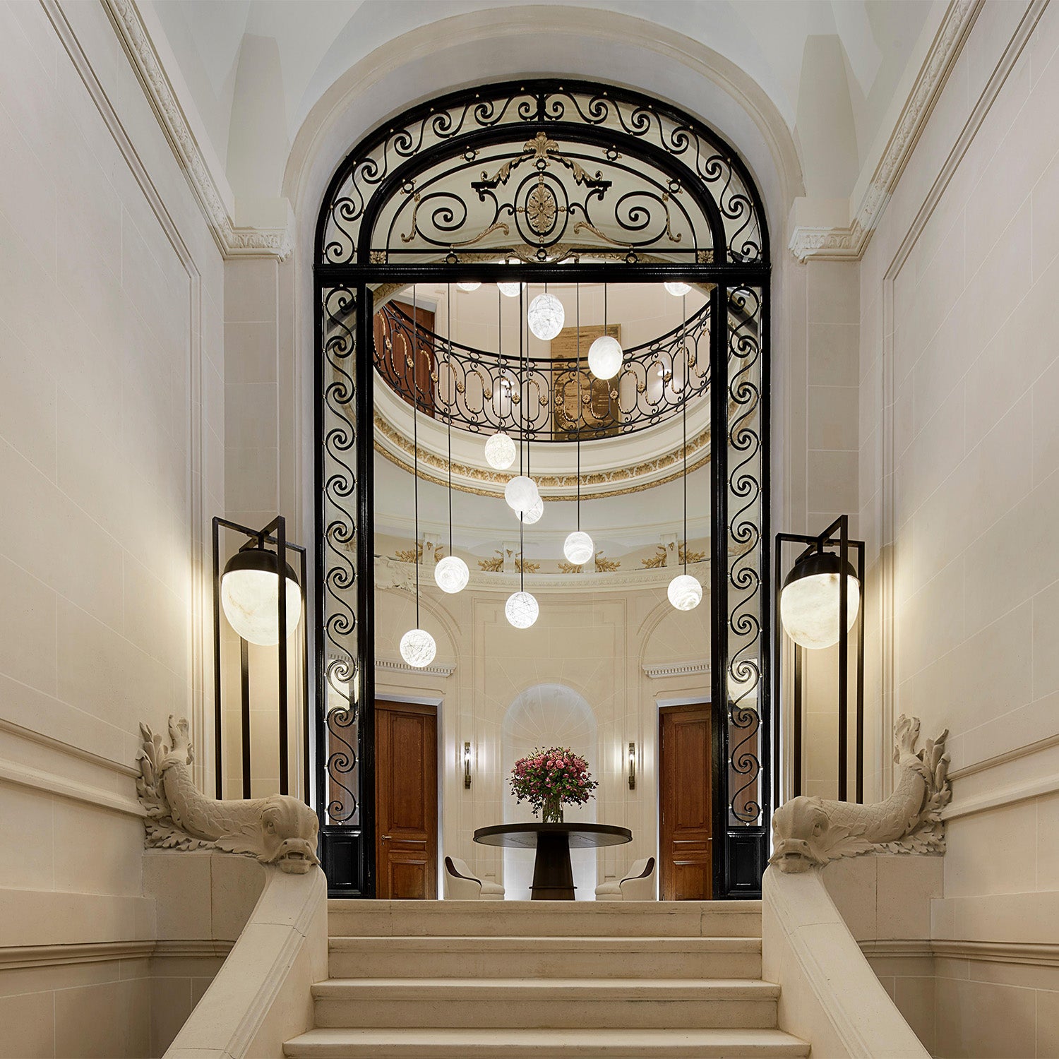 Nami Alabaster Sphere Staircase Chandelier & Multi Pendant Light - Camilalamps - CA - AL2025 - C42607