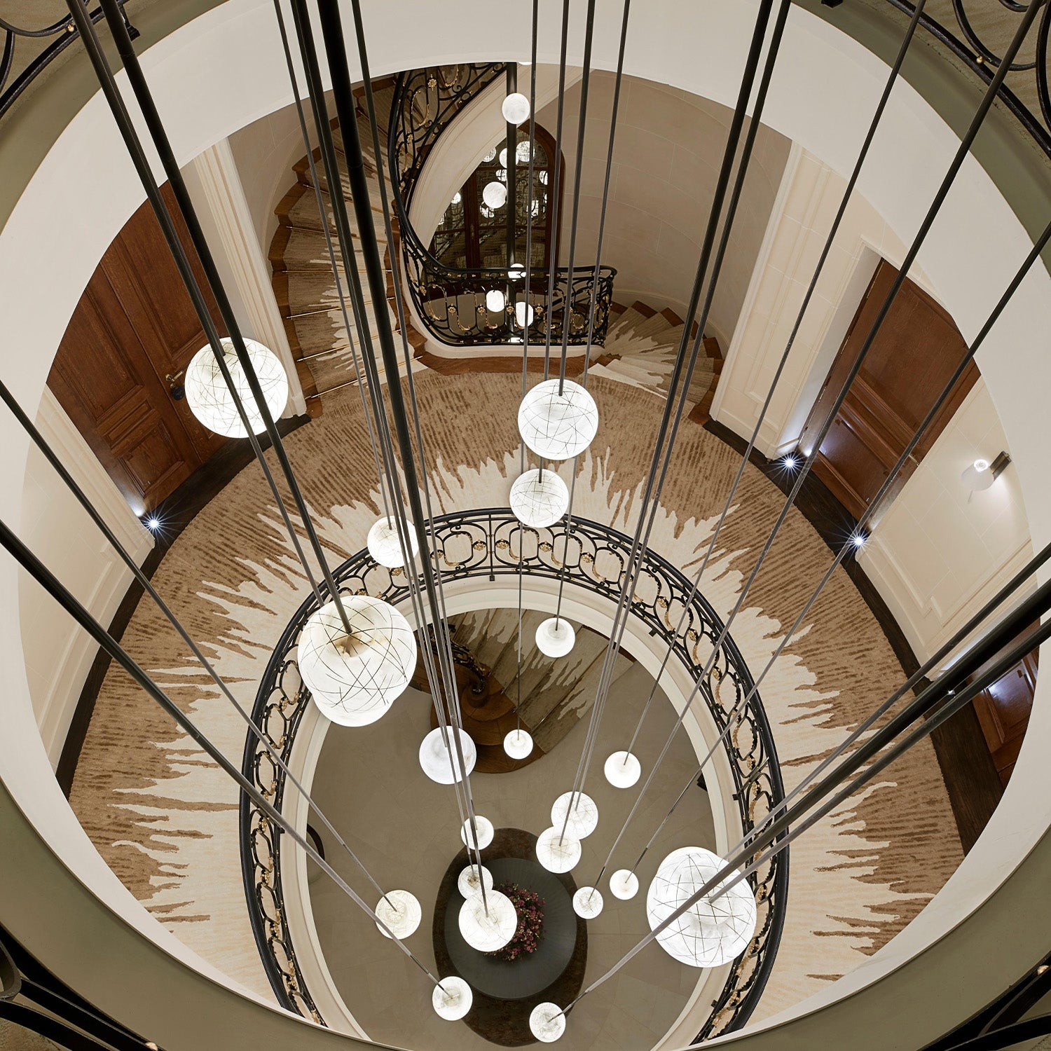 Nami Alabaster Sphere Staircase Chandelier & Multi Pendant Light - Camilalamps - CA - AL2025 - C42611