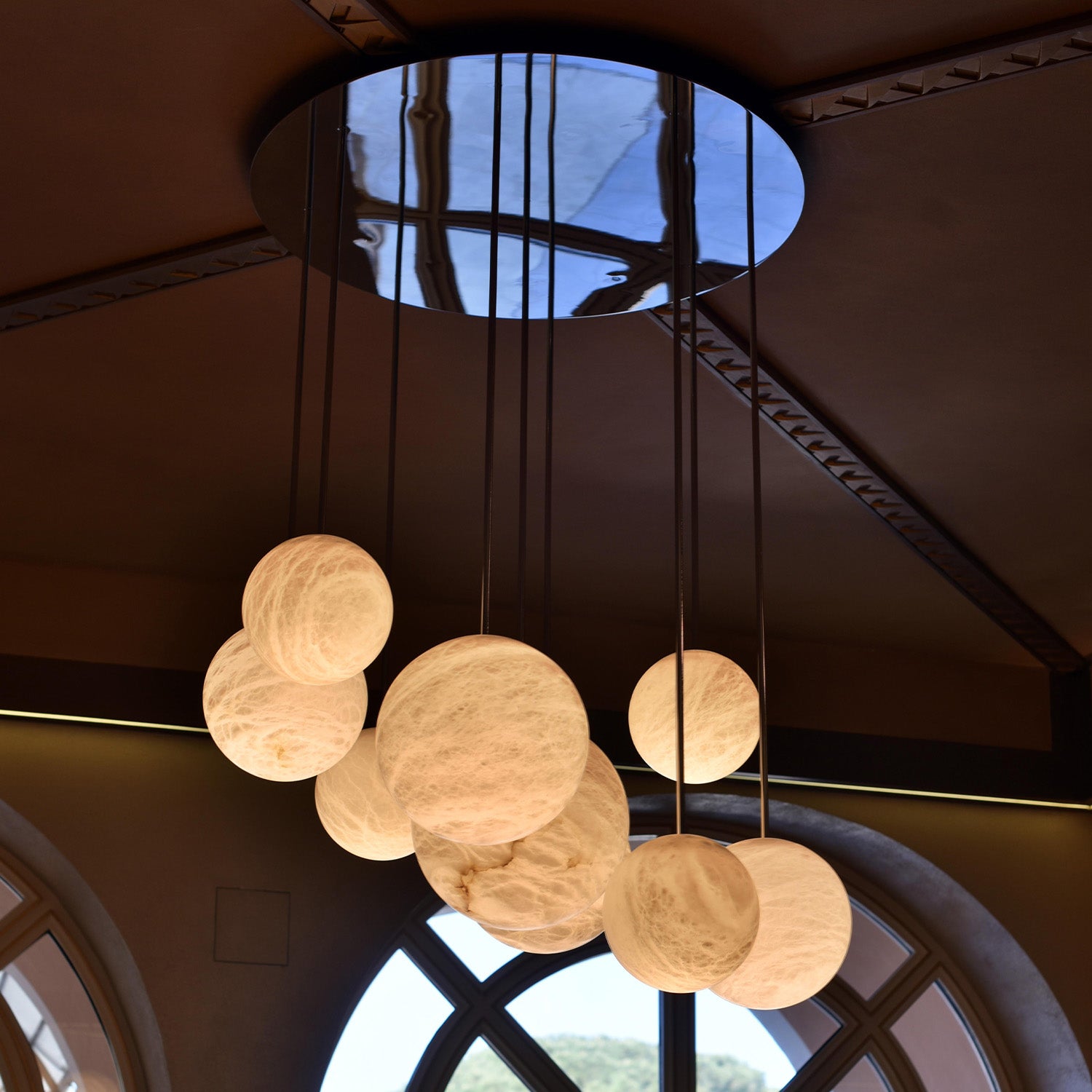 Nami Alabaster Sphere Staircase Chandelier & Multi Pendant Light - Camilalamps - CA - AL2025 - C42609