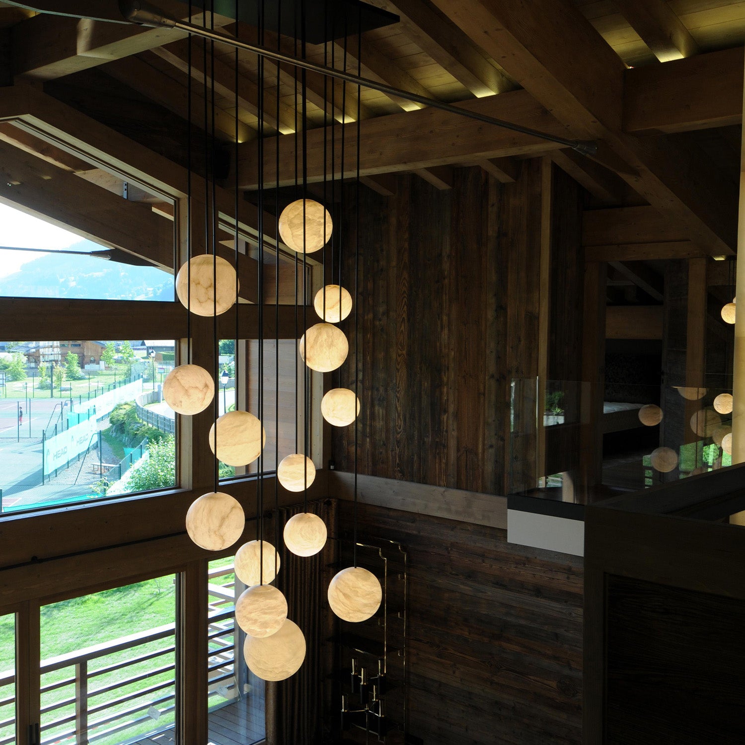 Nami Alabaster Sphere Staircase Chandelier & Multi Pendant Light - Camilalamps - CA - AL2025 - C42610