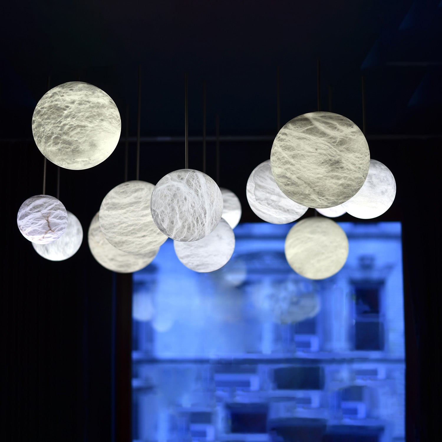 Nami Alabaster Sphere Staircase Chandelier & Multi Pendant Light - Camilalamps - CA - AL2025 - C42613