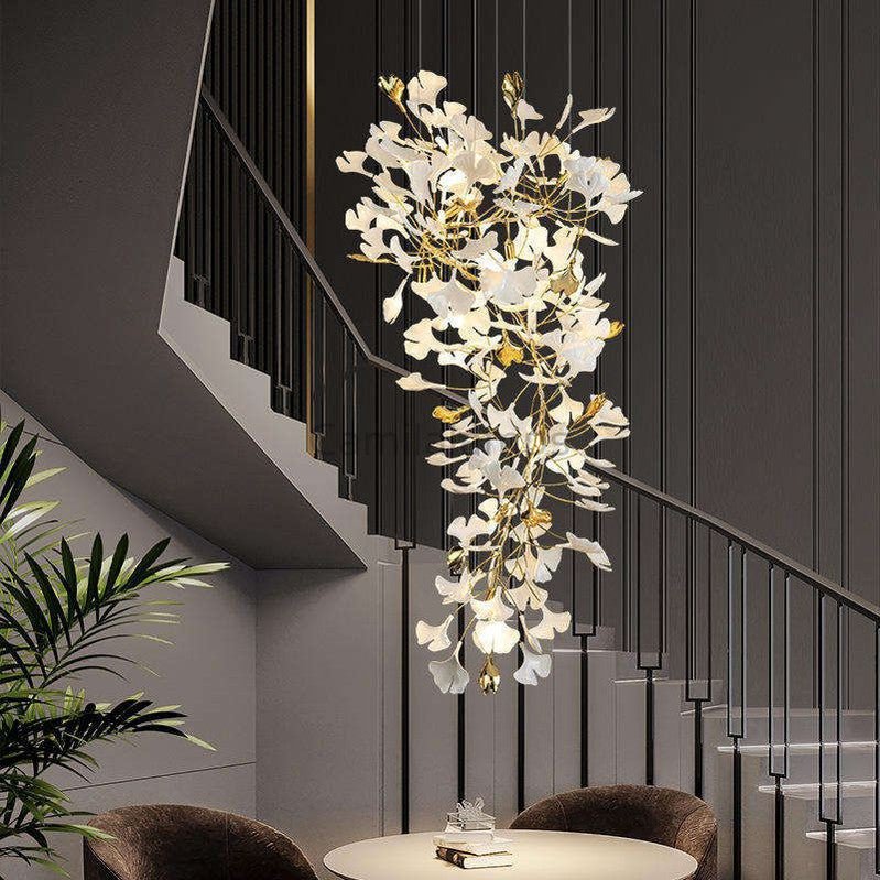 Natha Ceramic Ginkgo Cascading Hotel Hallway Branch Chandelier - Camilalamps - CAM - 5071