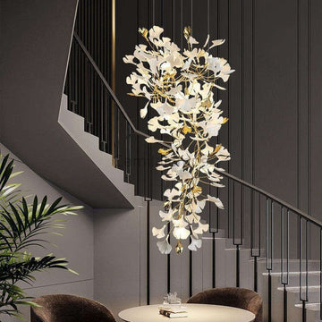 Natha Ceramic Ginkgo Cascading Hotel Hallway Branch Chandelier - Camilalamps - CAM - 5071