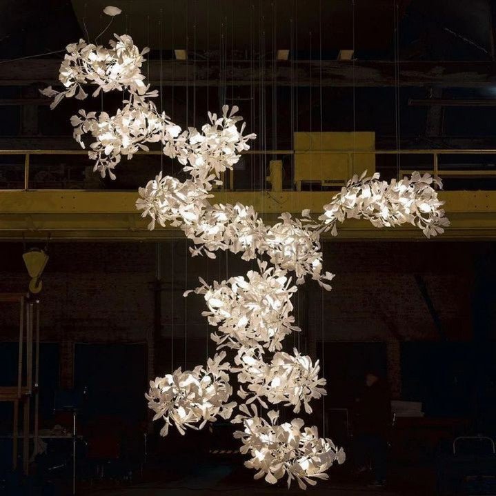 Natha Ceramic Ginkgo Combination Large Chandelier For Staircase - Camilalamps - CAM - 5050