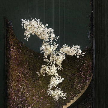 Natha Ceramic Ginkgo Combination Large Chandelier For Staircase - Camilalamps - CAM - 5050